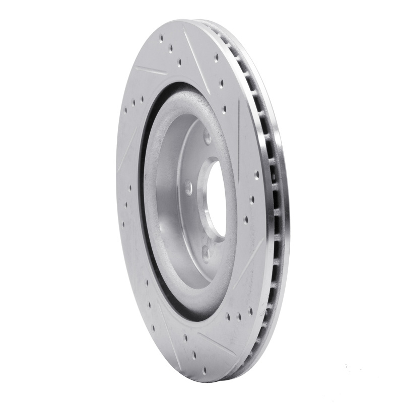 Jaguar S-Type Brake Rotor (1) - Rear Left - R1 Concepts - Drilled & Slotted - Silver - `06-`08